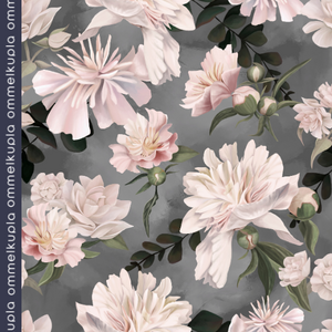 Blossom garden, pastel grey -trikoo